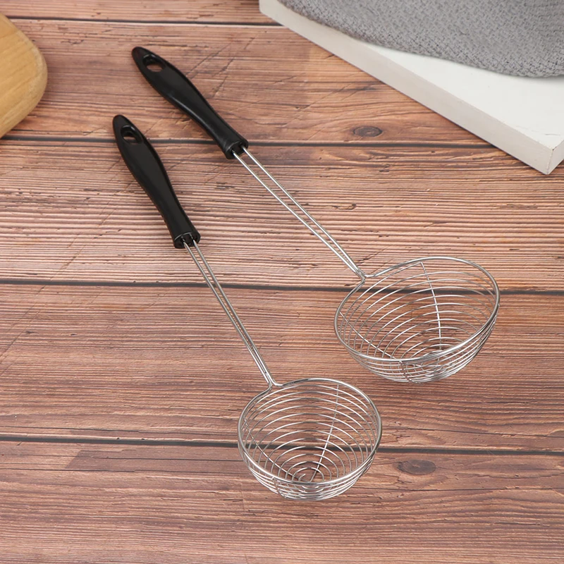 Stainless Steel Wire Drain Scoop Hot Pot Drain Scoop Drain Oil Spill Scoop Noodles Powder Spoon Milk Tea Shop Pearl Filter Spoon