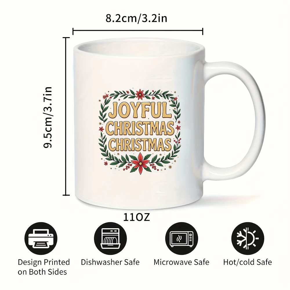 11oz Mug + Joyful Christmas Cartoon Cup + Holiday Gift Christmas Water Cup Family Set