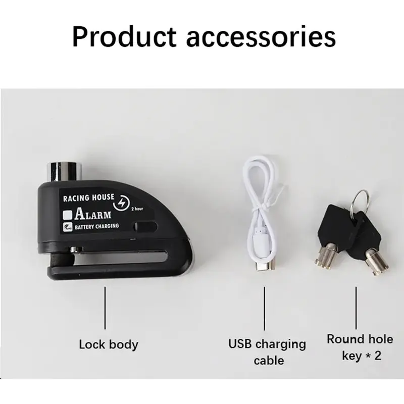 Ac29-Motorcycle Alarm System Loud 110Db Security Alarm Disc Brake Lock Waterproof Wheel Disk Padlock For Moto Motocic - view 2