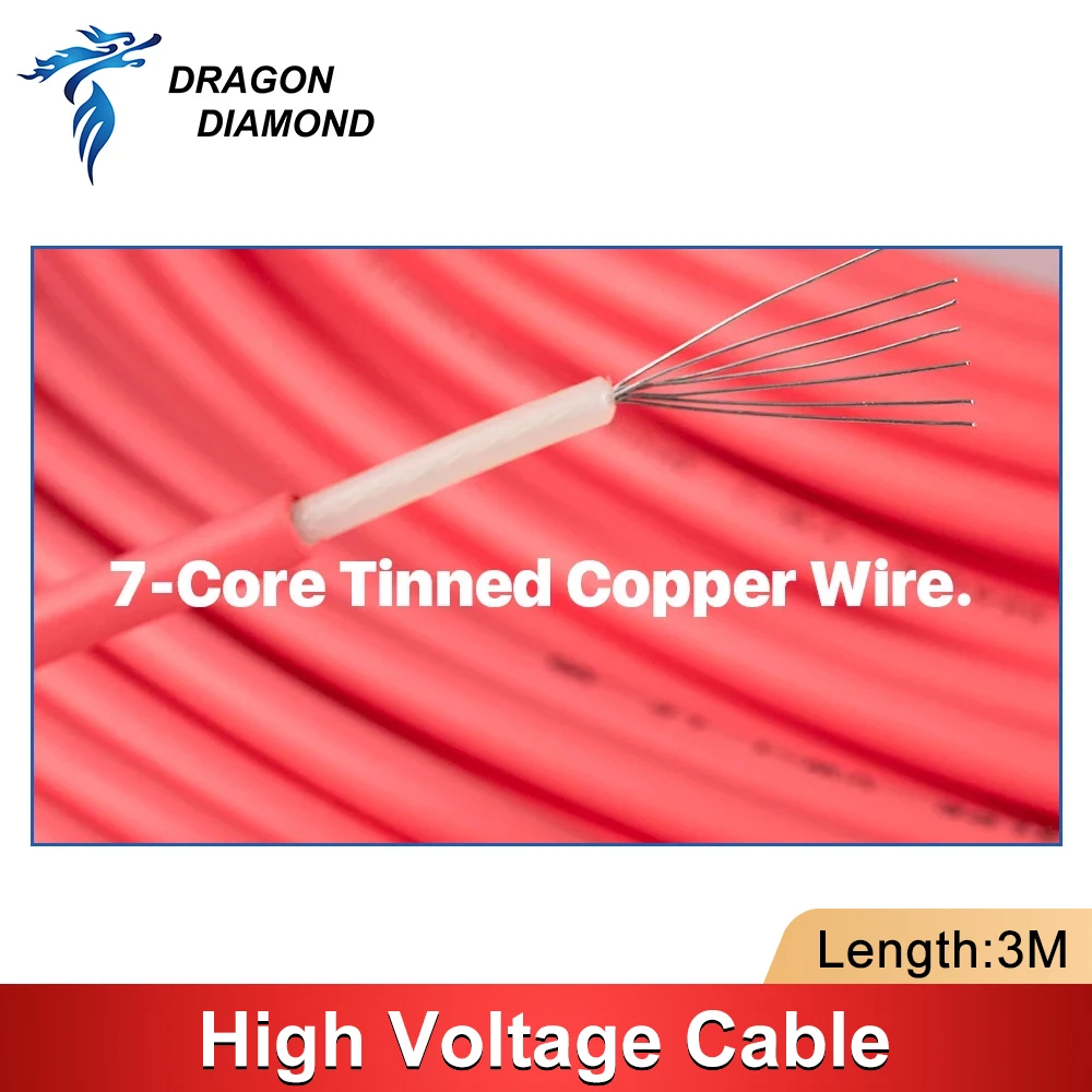 Câble haute tension rouge positif, pour alimentation Laser CO2 et Tube pour Machine de découpe de graveur Laser