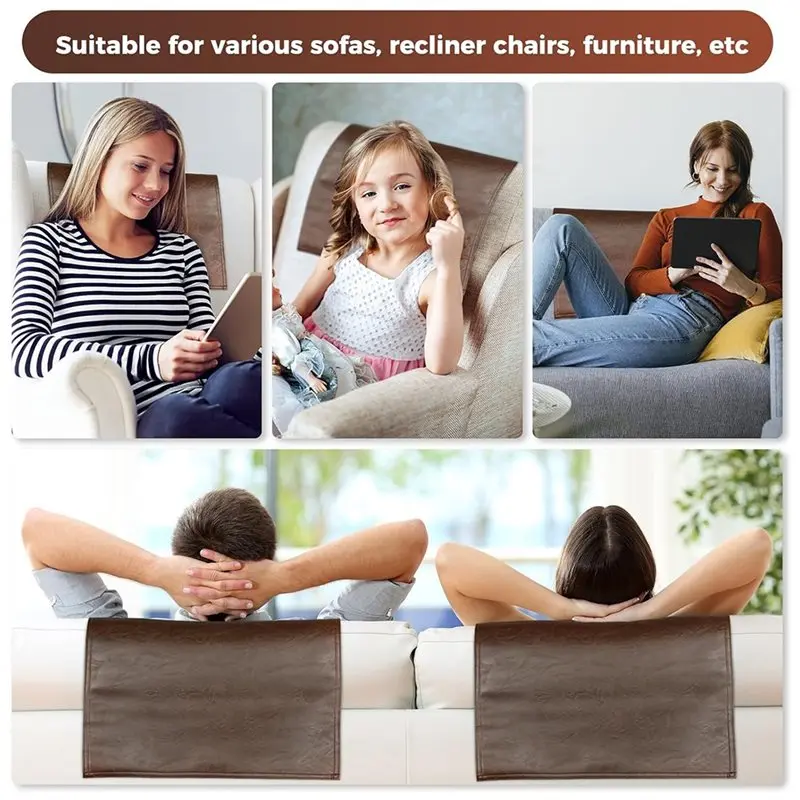 【ALLOWANCE】Brown Faux Leather For Furniture Recliner Headrest Protector 17 X 27In Chair Covers For Furniture For Sofa