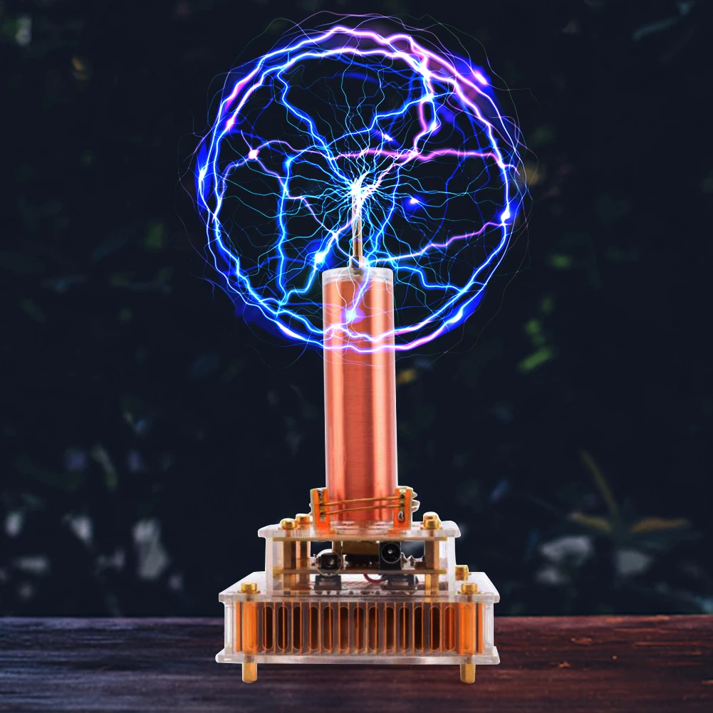 Per Musical Tesla Coil Wireless Music altoparlante al Plasma Plasma Music Tesla Coil Module Golden con guscio acrilico spina EU/US DC8-32V