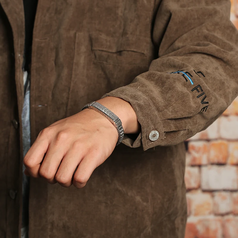 Original Design S925 Sterling Silver Handmade Passepartout Prayer Wheel Bracelet Men Trendy Personality Style Luxurious Retro