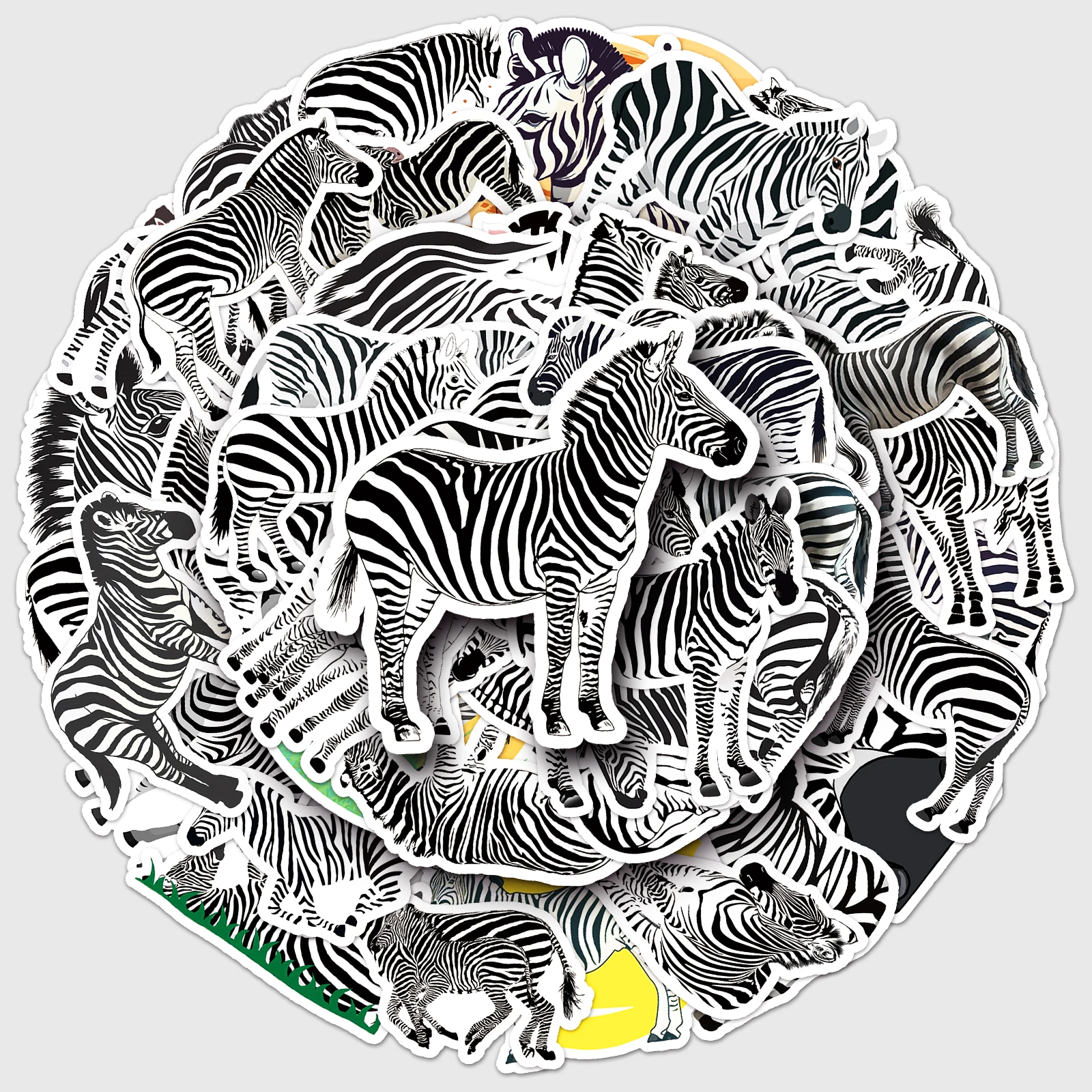 50Pcs Zebra Series Cartoon Cute Waterproof Sticker Skateboarding Snowboard Retro Vinyl Home Decal Sticker