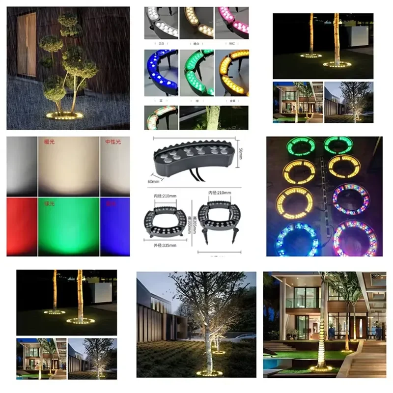 DC Power Supply for Outdoor Garden LED Dark Grey Aluminum Birch Tree Light IP65 RGB Color Remote Control 360 Beam Angle 50000