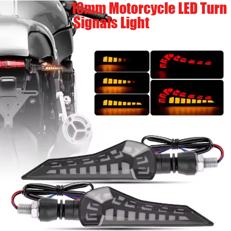 Luz LED de intermitente para motocicleta M10, indicador direccional secuencial, lámpara de señal de giro, lámparas de freno DRL para YAMAHA Honda 12V