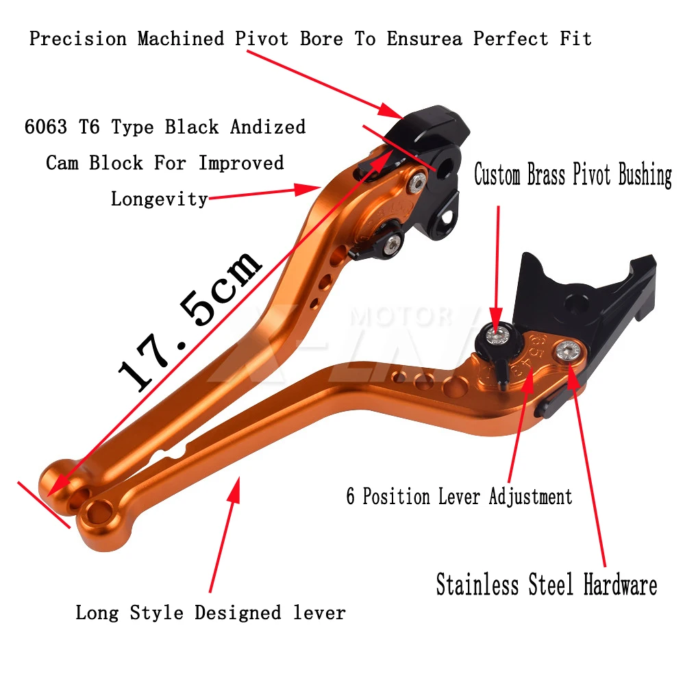 For Suzuki GSXR 600 / 750 1996-2003 GSX R1000 GSR750 GSX-S750 TL1000S SFV-650 SV650 X / S DL 650XT V-Strom GSR 600 ABS GW250 RV200 Motorcycle Adjustable Long Black Coat Brake Clutch Levers view 7