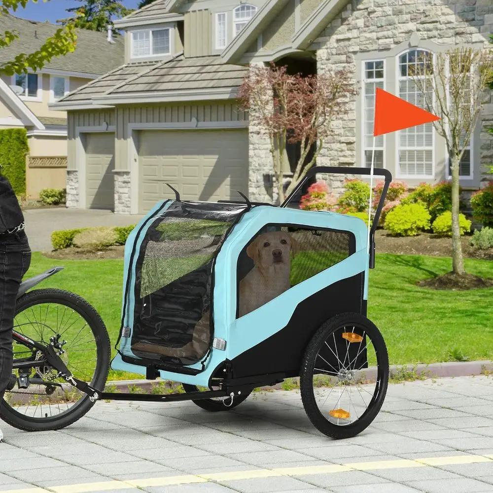 2-in-1 Dog Bike Trailer Pet Stroller Carrier for Large Dogs with Hitch, Quick-Release Wheels, Foot Support, Pet Cycle Cart Wagon - view 2