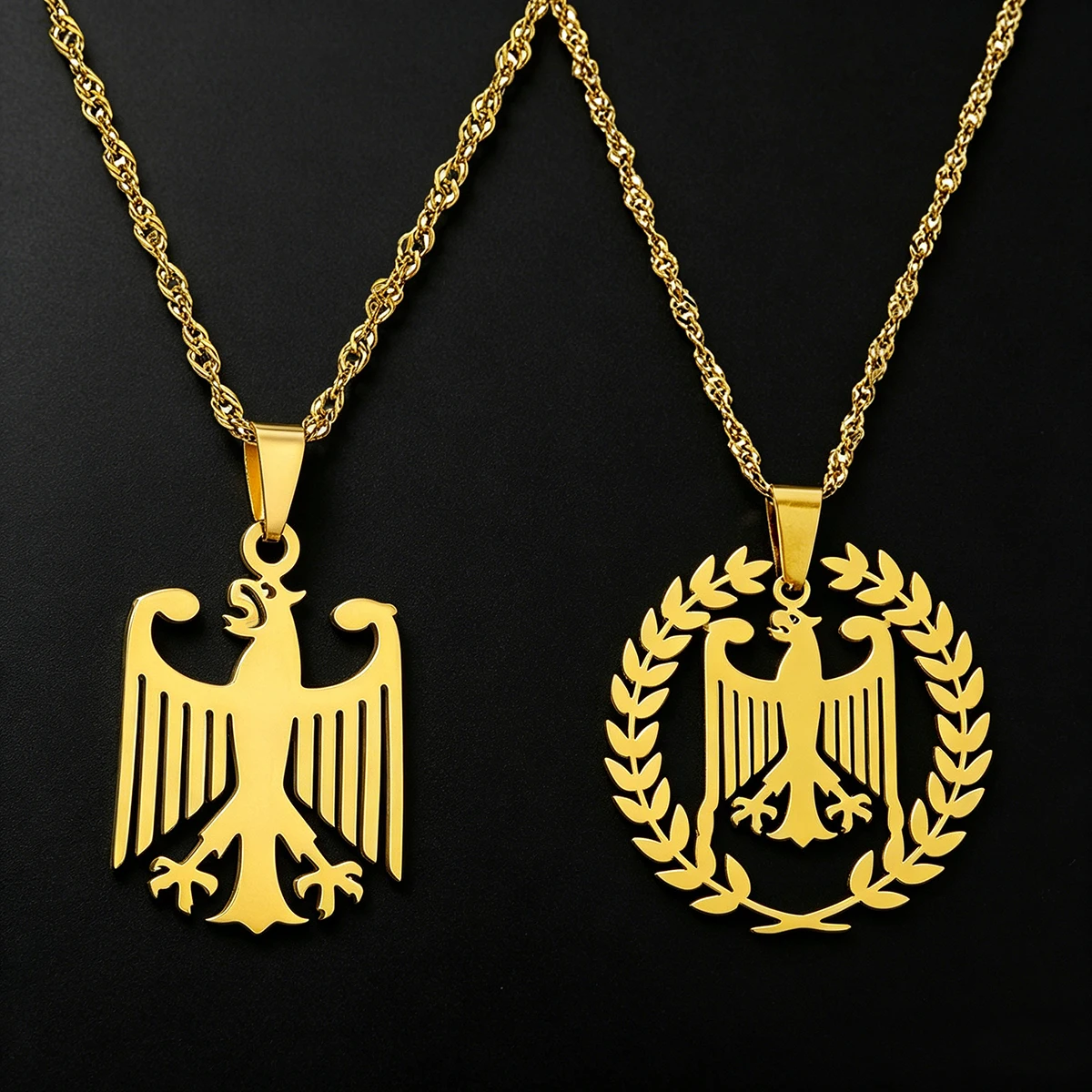 Hot Selling German Eagle Emblem Stainless Steel Pendant Necklace, Couple Sweater Chain Personality Fashion Jewelry Gift