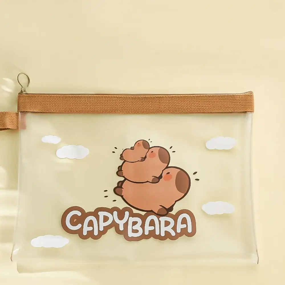 Office Supplies PVC Capybara Document Bag Cartoon Transparent A4 File Bag Waterproof Multifunction Information Pack Student