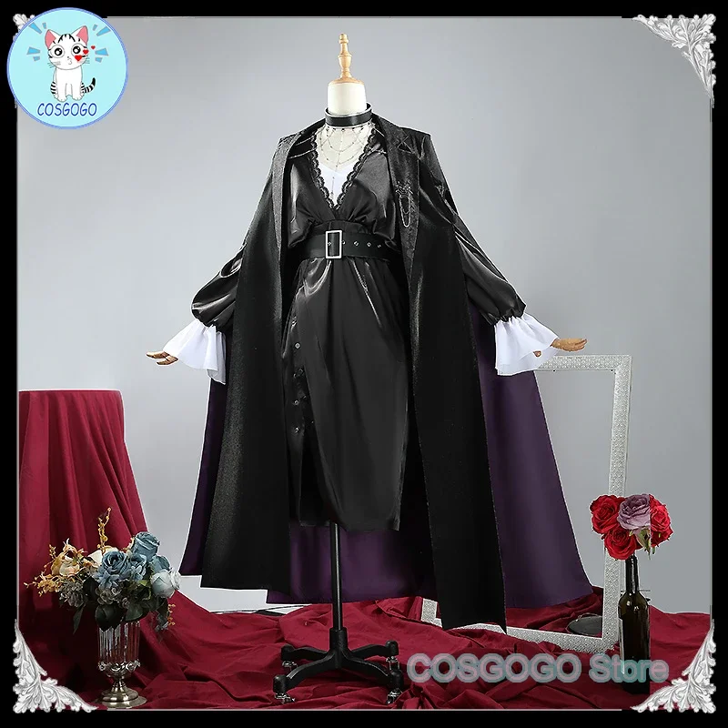 [Customized] Game Path To Nowhere Happyzoo Langley Cosplay Costume Halloween Game Suit Black Cloak Dress Women set