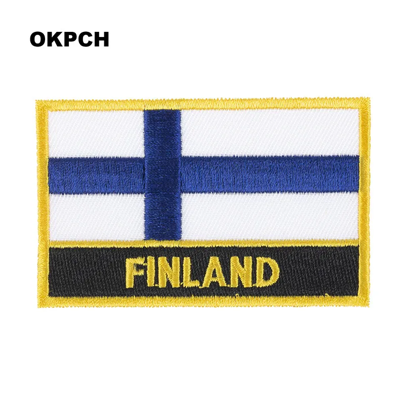 Finland Flag Embroidery Patches Iron on Saw on Transfer patches Sewing Applications for Clothes in Home&Garden