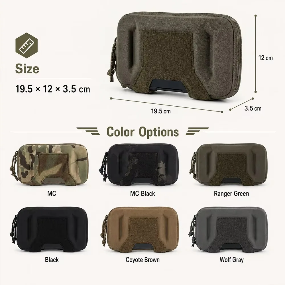 Tactical MOLLE Phone Pouch Airsoft Universal Smartphone Holder with Elastic support Inner Pocket One Hand Quick Access Outdoor