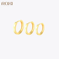 ROXI Minimalism Pendientes Round Glossy Hoop Earrings for Women Cartilage Kolczyki 925 Sterling Silver Fine Jewelry 5/6/7/8/9mm