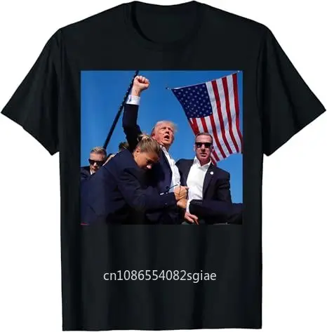 Donald Trump Fight Fist 2024 Short T-Shirt Fashion Casual Funny Novelty T-Shirt  S-4XL