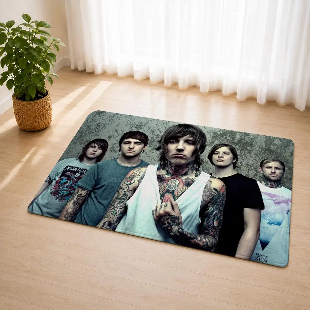 B-Bring Me The Horizon Floor Mat Flannel Rug Soft Non Slip Door Mat For Bathroom Bedroom Kitchen Living Room Home Decor