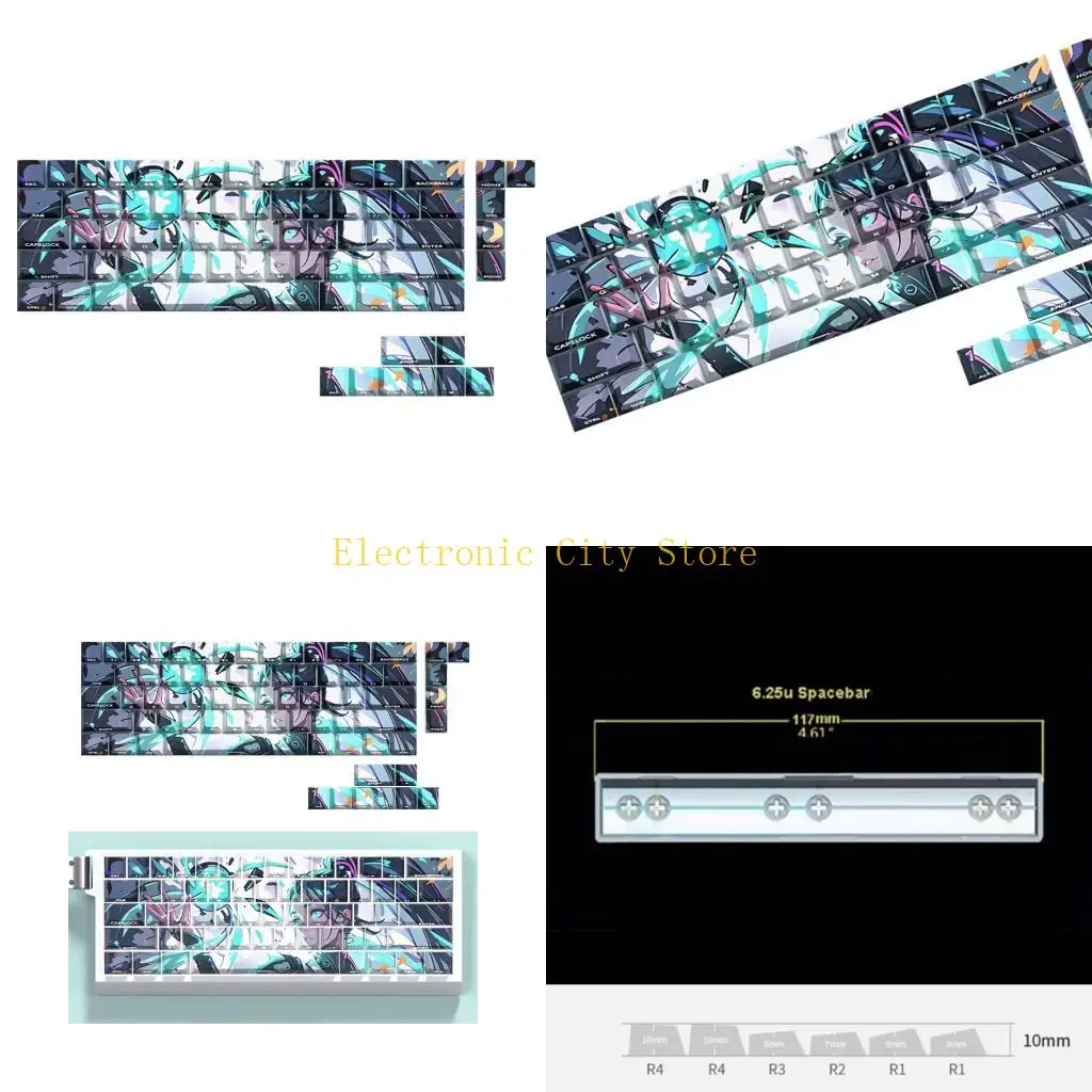 

Ergonomic Keycap Set PBT 74 Side Engraved Keycaps for 61 67 68 Mechanical Keyboards Skin Gaming Accessories HU8D