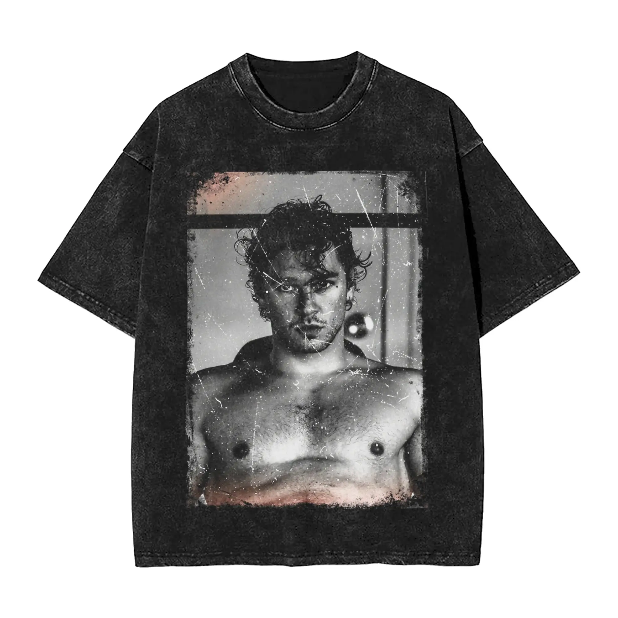 Garrett Grahams as Belmont Cameli Shirtless Off Campus Washed T Shirt Streetwear  T-Shirts  Tees  100% Cotton Harajuku Printed