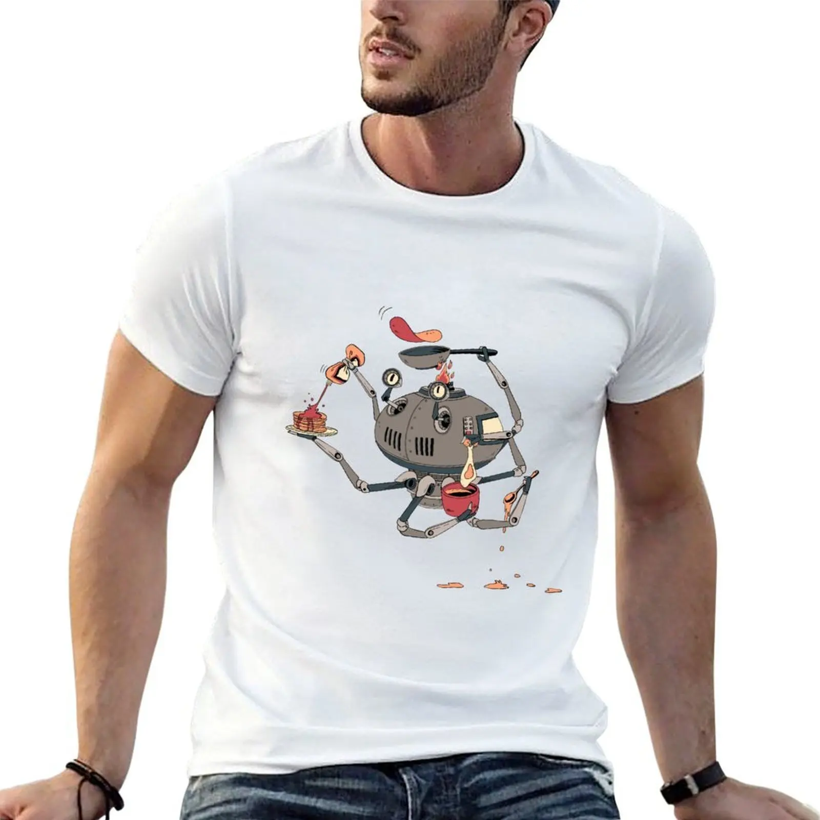 Pancake-bot T-Shirt boys animal print oversized black t shirts for men