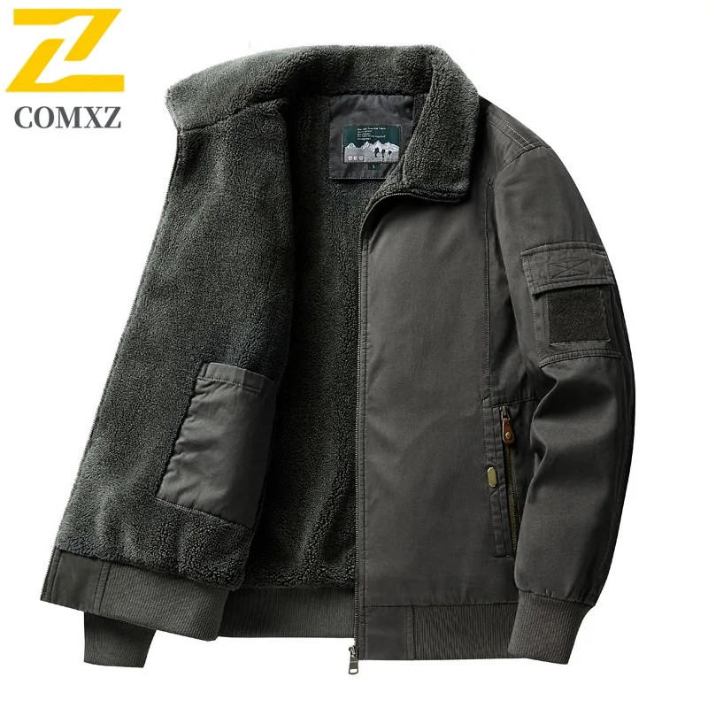 Comxz jaqueta masculina acolchoada estilo americano, parka à prova de frio, gola alta, estilo rua urbano, leve, inverno, novo agasalho