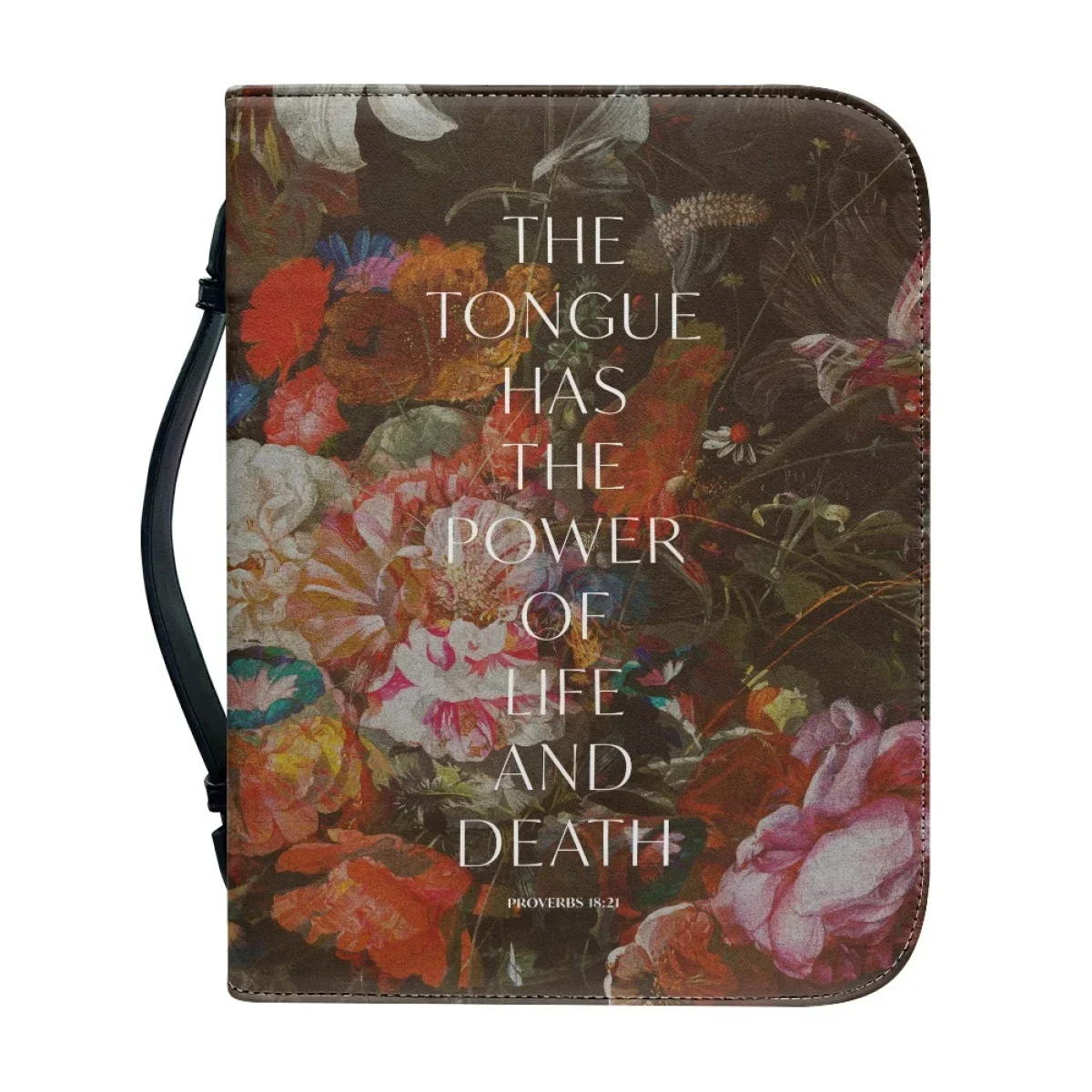 Bible Verse Print Women's PU Leather Bible Cover Case Exquisite Customized Bible Storage Bag Zipper Handle Handbag Christian Bag