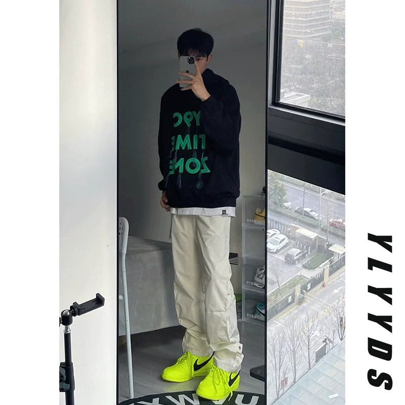 

American Vibe Men's Summer High Street Outdoor Soft Cargo Pants Button Workwear Parachute Trousers Youth Fashion Brand