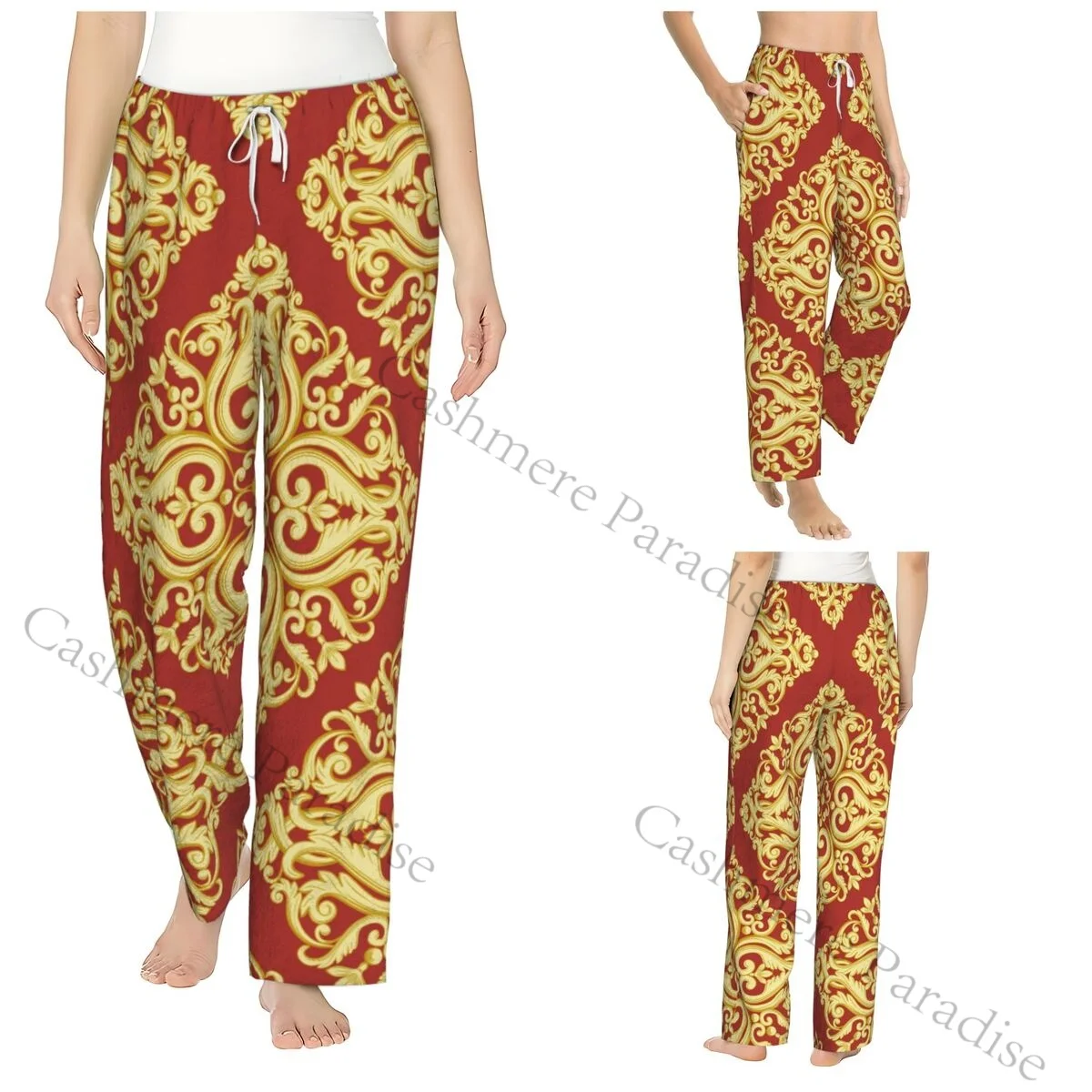 

Golden Baroque Warm Women Pajama Pants Flannel Sleep Bottoms Soft Fleece Loungewear