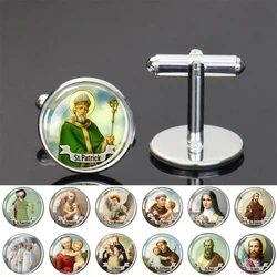 Virgin Mary and Jesus Men Wedding Cufflinks Bridegroom Suit Cuff Links Button Christian Cufflinks Jesus Jewelry Christian Gifts