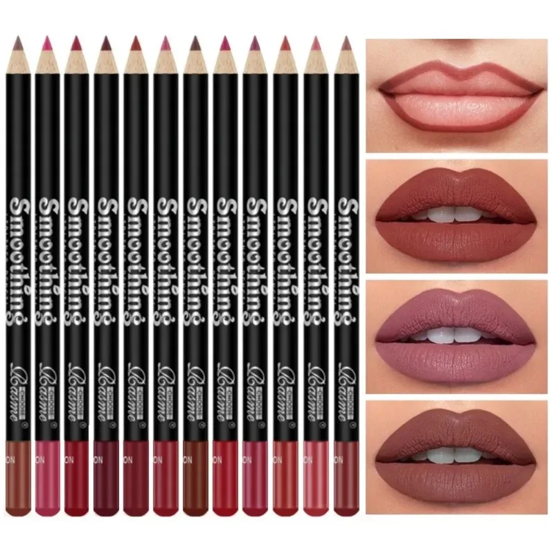 12 Color Neutral Matte Lipstick Pencil Long-lasting Waterproof Highly Pigmented Lip Liner Lips Makeup Tool Lip Contouring