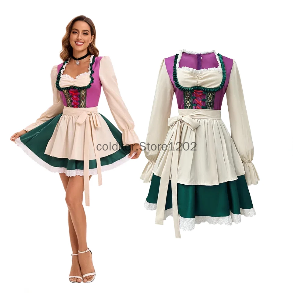 

Women Traditional Bavaria Oktoberfest Dirndl Dress Beer Festivals Adult Outfit Cosplay Carnival Halloween Party Costume