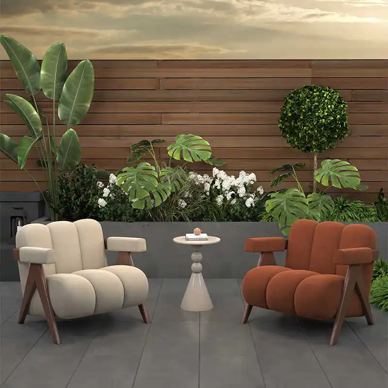 Cream Style Sectional Sofa Chair Designer Lazy Living Room Balcony Modern Simple Luxury Apartment Reception and Leisure Chair