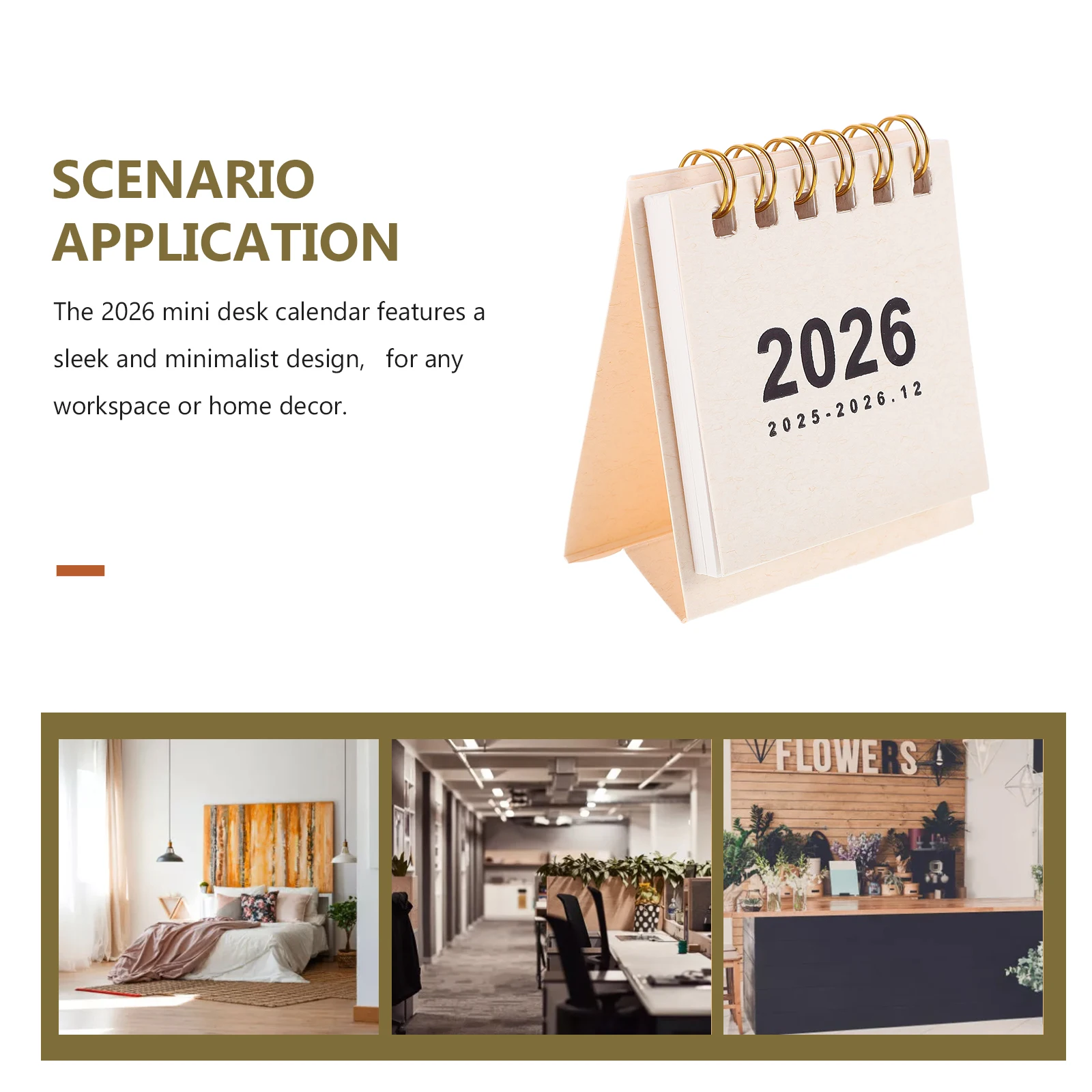 Mini Desk Calendar 2026 Compact Portable Desktop Calendar for Task Scheduling and Time Management Beige Small Desk Calendars