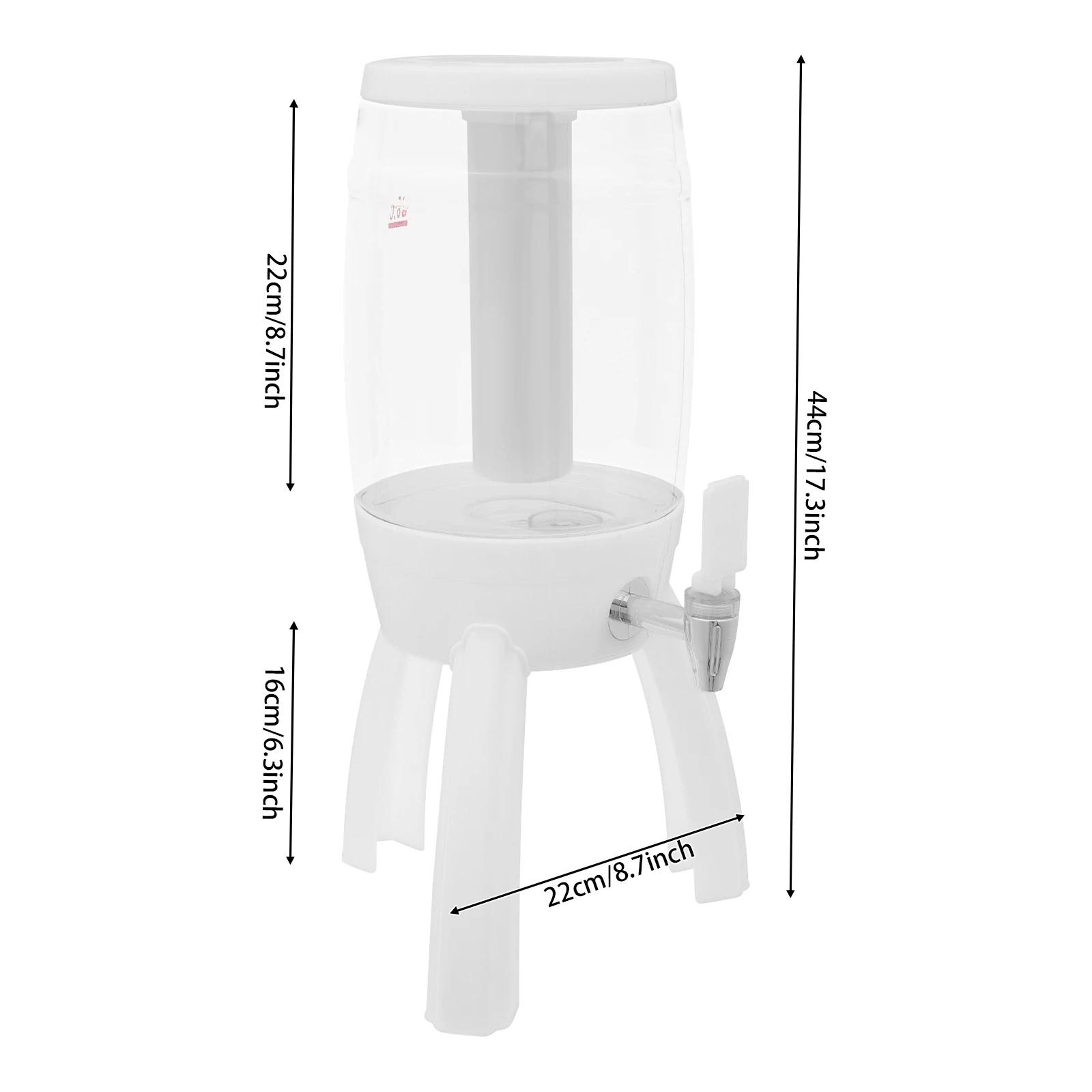 White ABS 3-liter Three-legged Draft Beer Barrel with Faucet LED Lamp Icicles Household Beer Dispenser