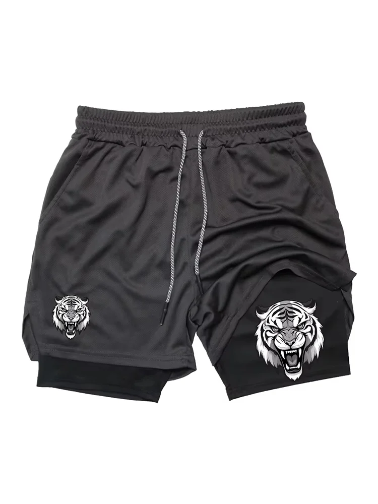 

Summer Men's 2-in-1 Workout Shorts Quick Dry Breathable Mesh Running Gym Training Shorts DF0021