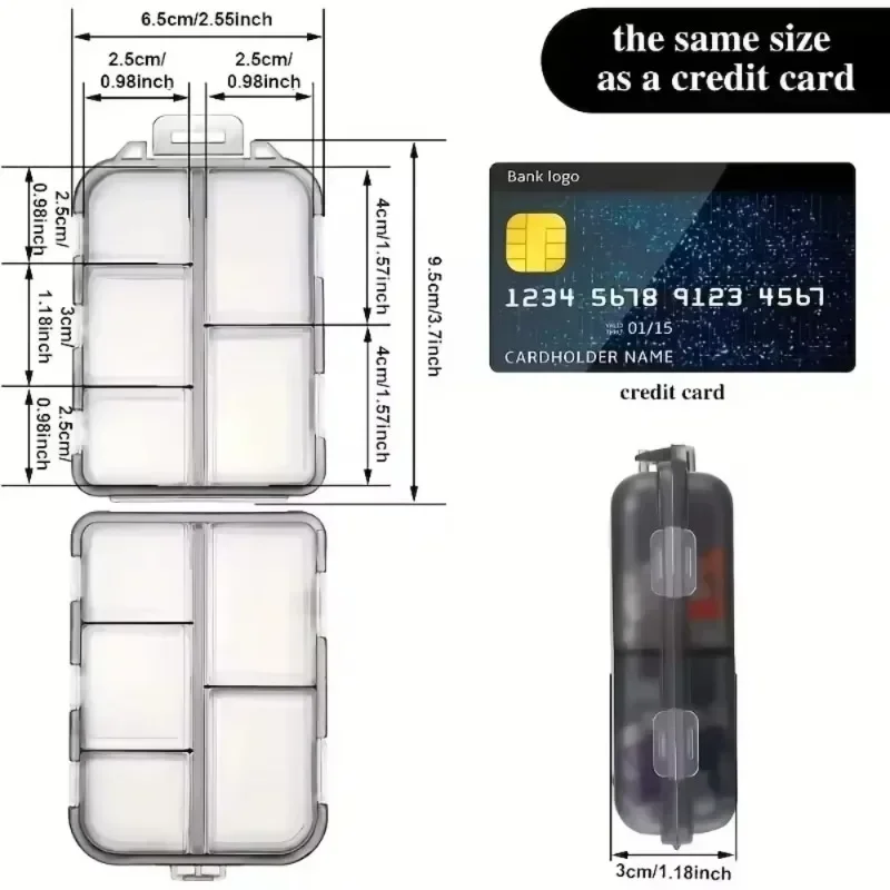 10 Compartments Travel Pill Organizer Pocket Portable Pill Storage Box Case Daily Pill Container Or Purse Fish