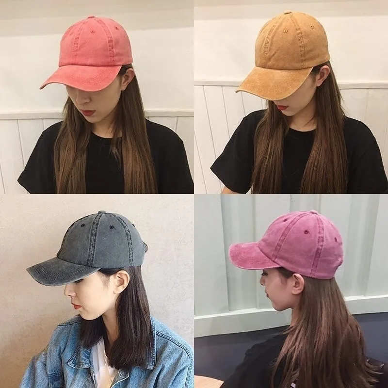 

Black Baseball Cap Women Vintage Washed Cotton Baseball Cap Parent Sun Hats for Men Spring Summer Snapback Hat