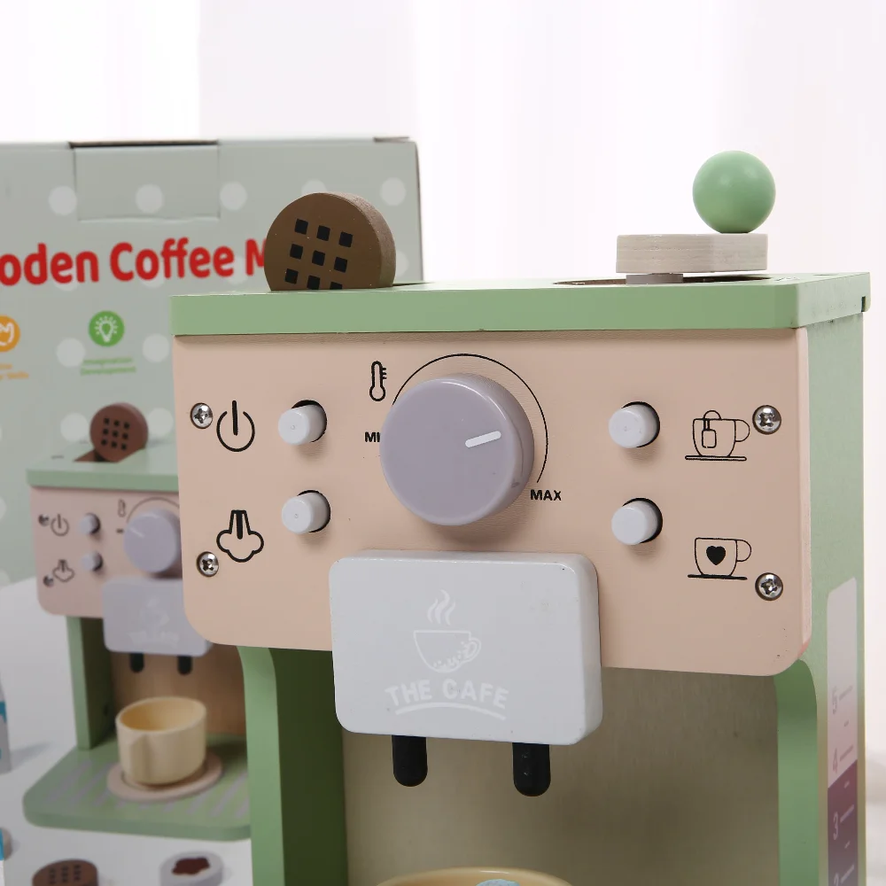 キッズキッチンおもちゃセット 木製コーヒーメーカーセット、シミュレーションキッチンおもちゃごっこ遊び、女の子と男の子のための遊びキッチンアクセサリー