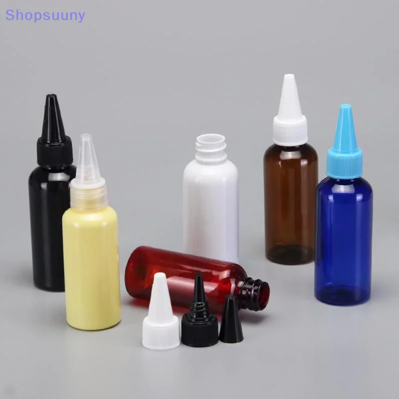 [SU]10Pcs Squeeze Pointed Tip Plastic Bottle Leak Proof Screw Cap Liquid Dispensing Container For Ink Glue Cosmetic Craft DIY