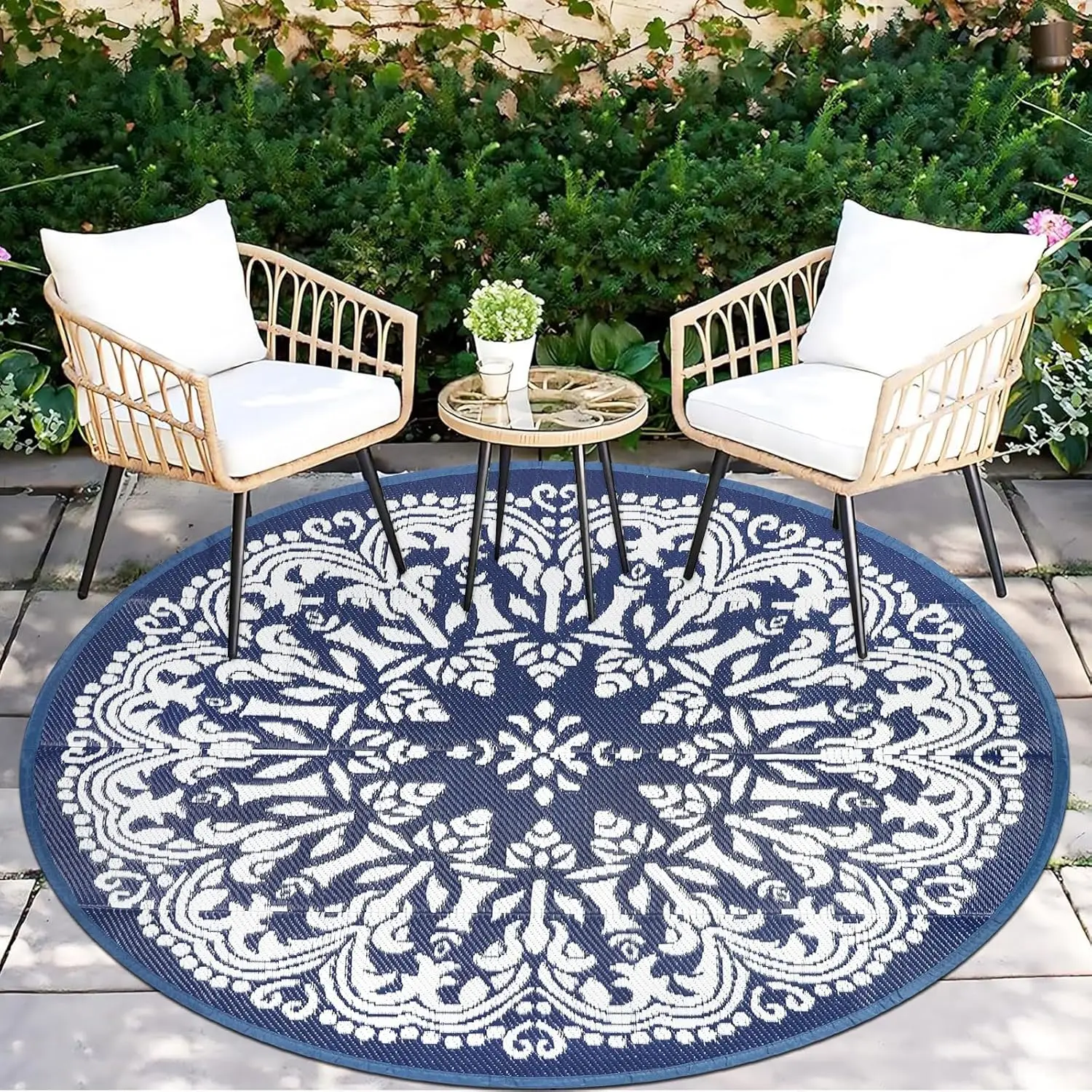 

Round Outdoor Patio Rugs 6Ft Waterproof Indoor Outdoor Area Rugs Clearance Reversible Straw Rugs Circle Outdoor Area Rugs for