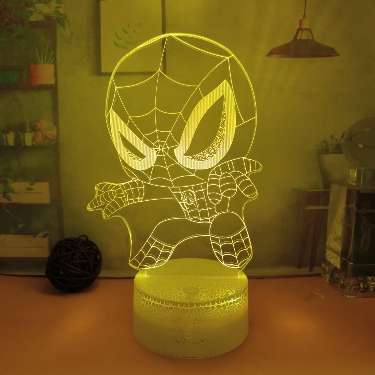 

Marvel Avengers Thanos Spider-Man Movie Merchandise Anime Cartoon Acrylic Standee Glowing 3D Night Light Figure Decoration Gift