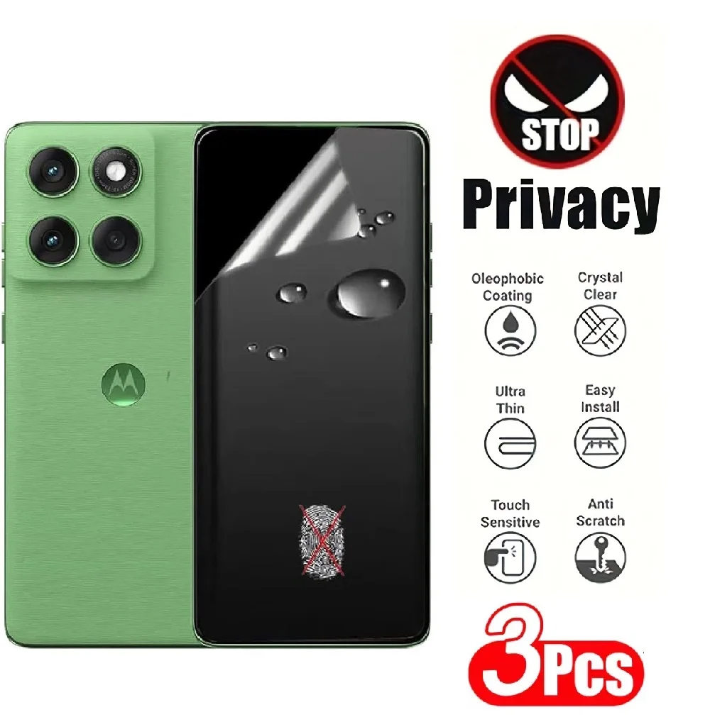 3 Stück Privatsphäre-Hydrogel-Folie für Motorola Moto G55 G45 G35 G14 G24 G31 G32 G34 G20 X50 Ultra G Pure G85 G75 G73 Displayschutzfolie