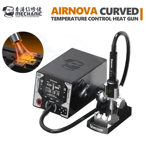 MECHANIC AIRNOVA 1200W 곡선 온도 조절 열풍기 2.8인치 휴대폰 마더보드 PCB 납땜 수리 도구