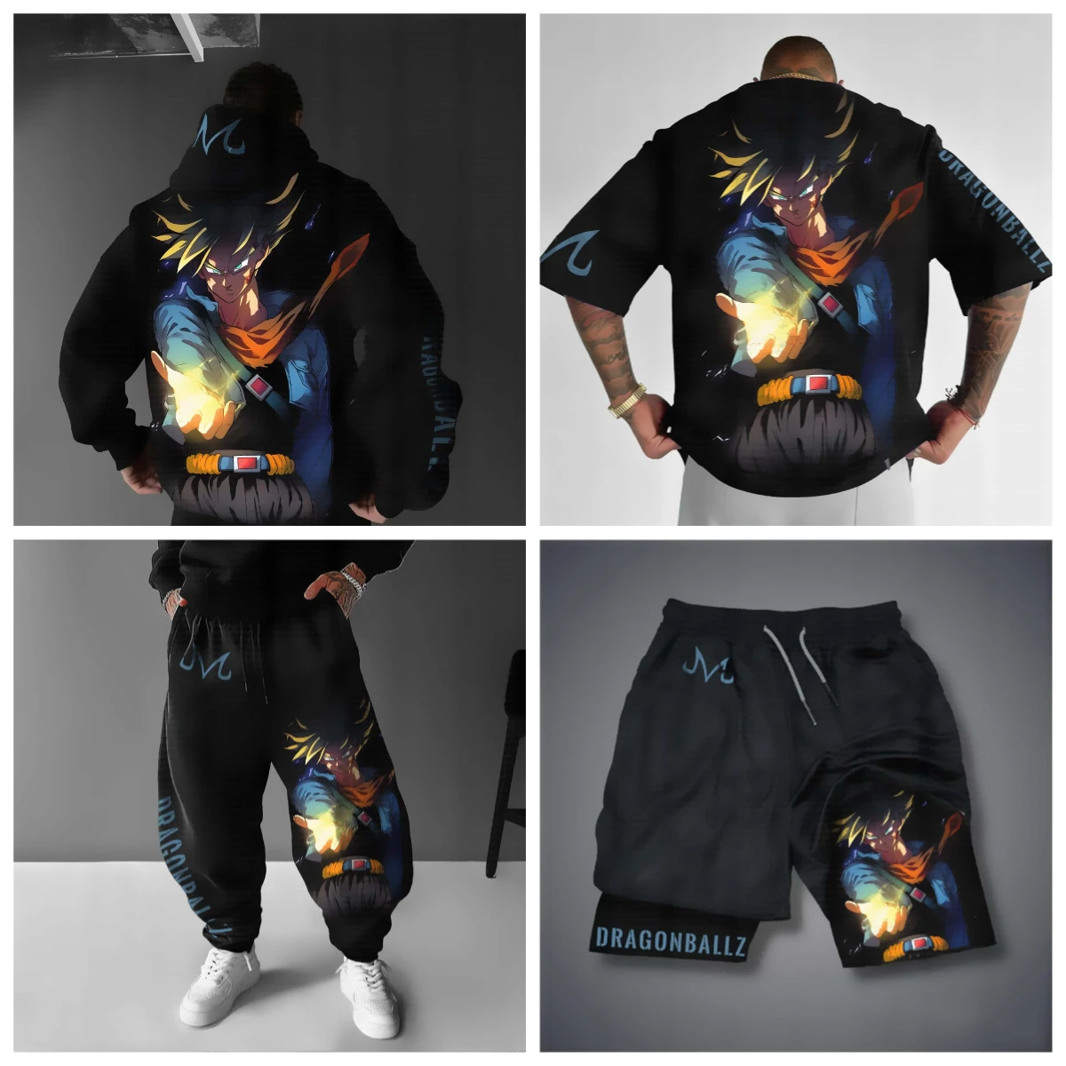 

Bandai Dragon Ball Wukong Мужская и женская осенне-зимняя толстовка с принтом и шорты с короткими рукавами, свободный комплект большого размера, теплый