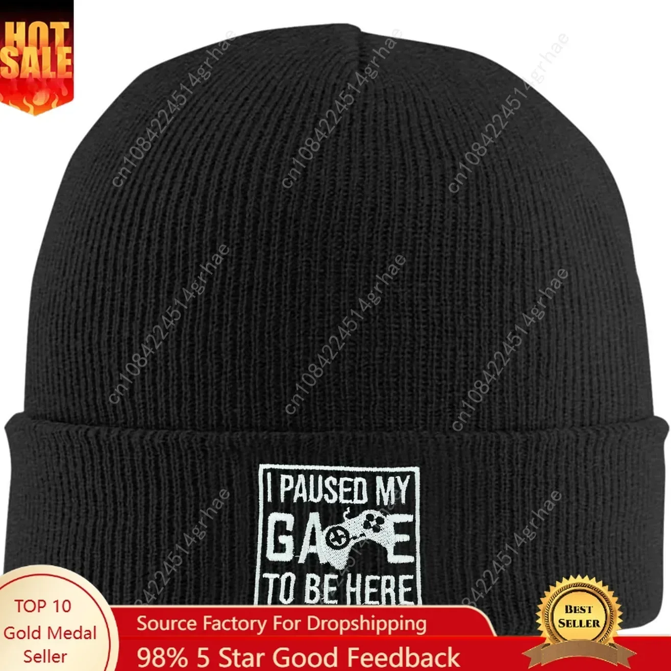 

Fish Embroidery Beanie Hat Winter Warm Knit Cuffed Skull Cap for Women Men