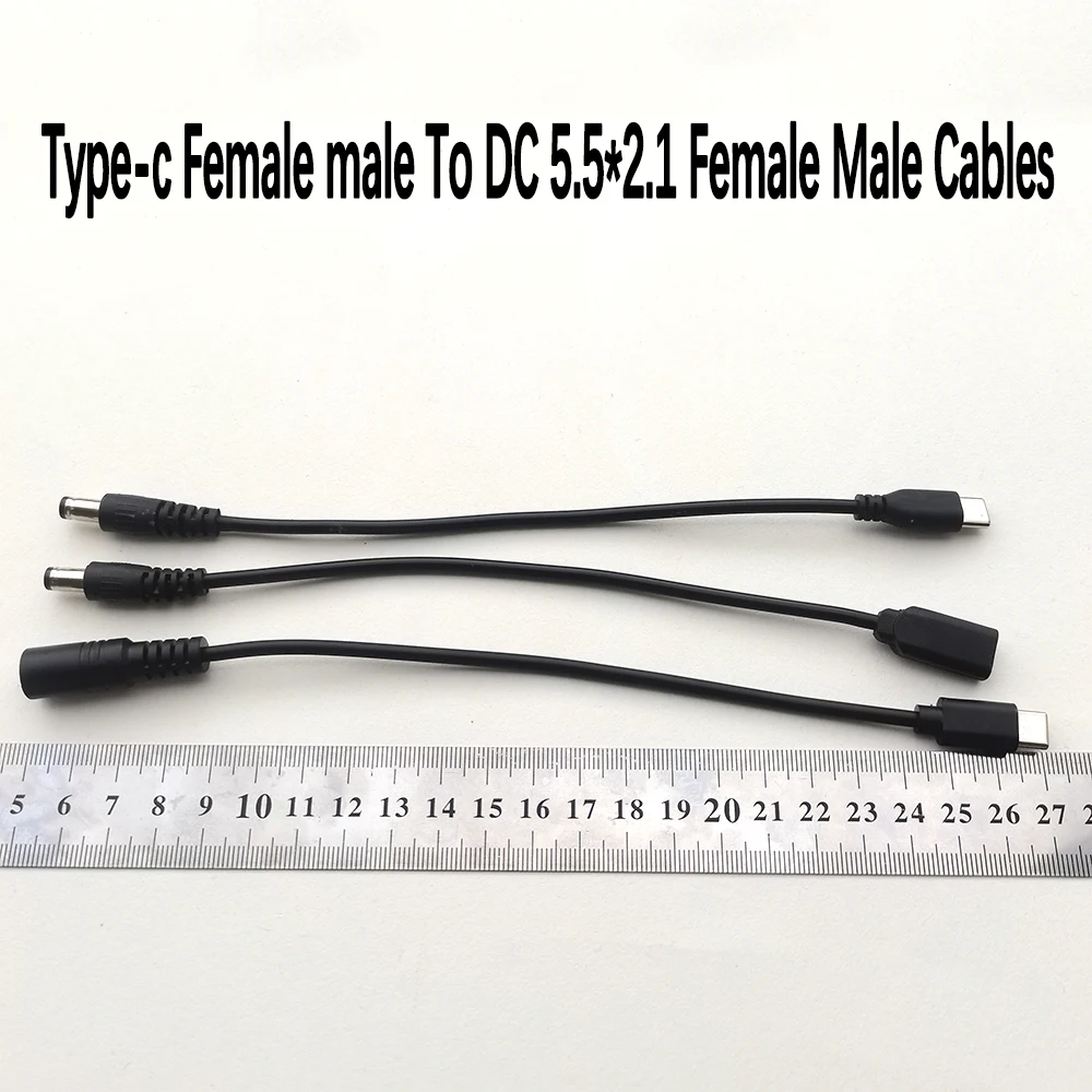 1pc Type C to DC 5.5x2.1mm Power Cable USB C Male/Female to DC Jack Adapter for Router CCTV LED Strip Laptop DC5.5*2.1 To Type-c