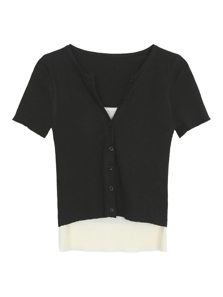 Estate Nuovo Bla ort Sve T-shirt lavorata a maglia da donna Regular Fit oulder Design Sensation Small ence Top G Sle