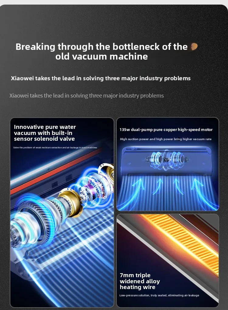 เครื่องซีลสูญญากาศแบบปั๊มคู่ เครื่องบรรจุภัณฑ์ถนอมอาหารในครัวเรือนขนาดเล็ก