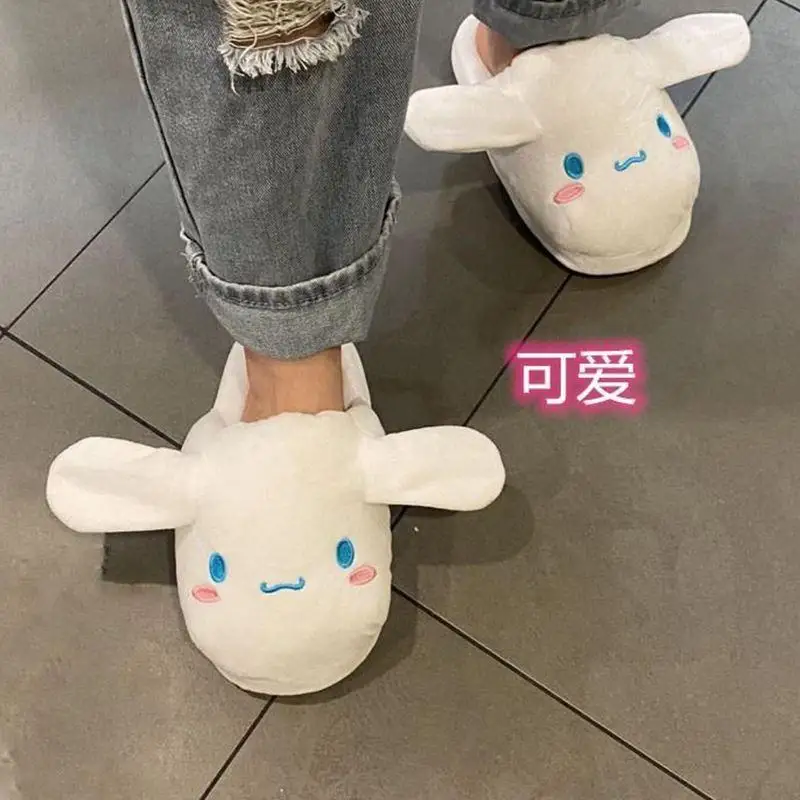 Sanrio Hausschuhe Mädchen bewegliche Ohren Anime Cinnamoroll Schuh süße bewegliche Ohren Schuh Kawaii Kind Hausschuhe All-Match Großhandel Schuhe