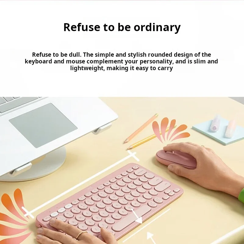 Logitech Pebble 2 COMBO Wireless Keyboard Mouse Set 75 Layout Silent Cobblestone Mouse 2.4G Bluetooth For Mac iPad Office