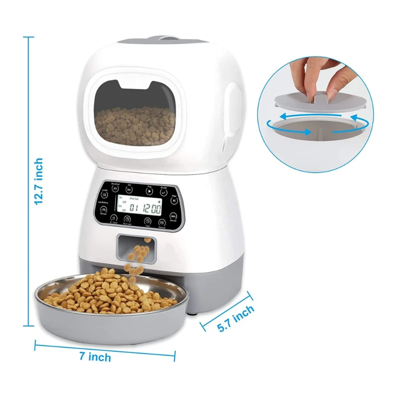 New Design Intelligent 3.5L Robot Cat and Dog Bowl Food Dispenser 4 Meals Timed Automatic Voice Play